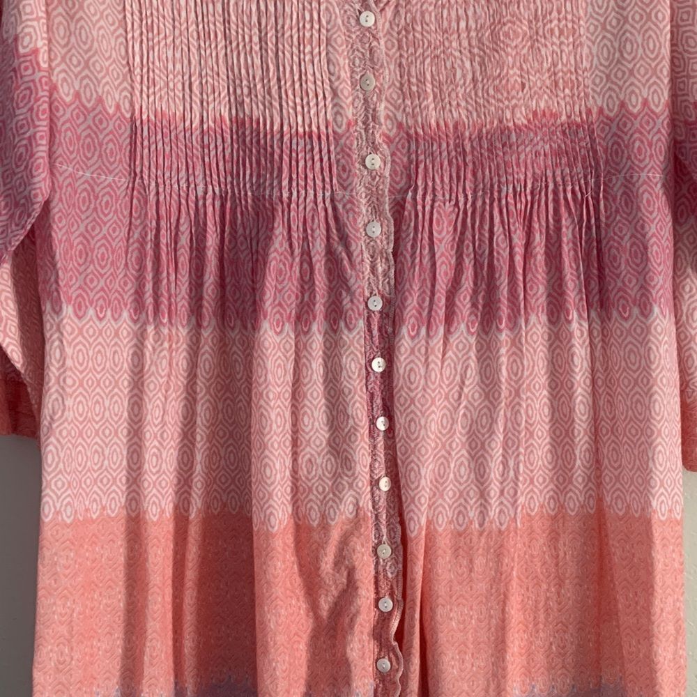 One Season Australia Pink Ombré Cotton Button-Front Dress | Size L - Picture 8 of 14